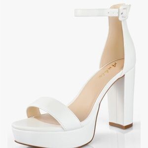 Elegant White Ankle Strap Heels
